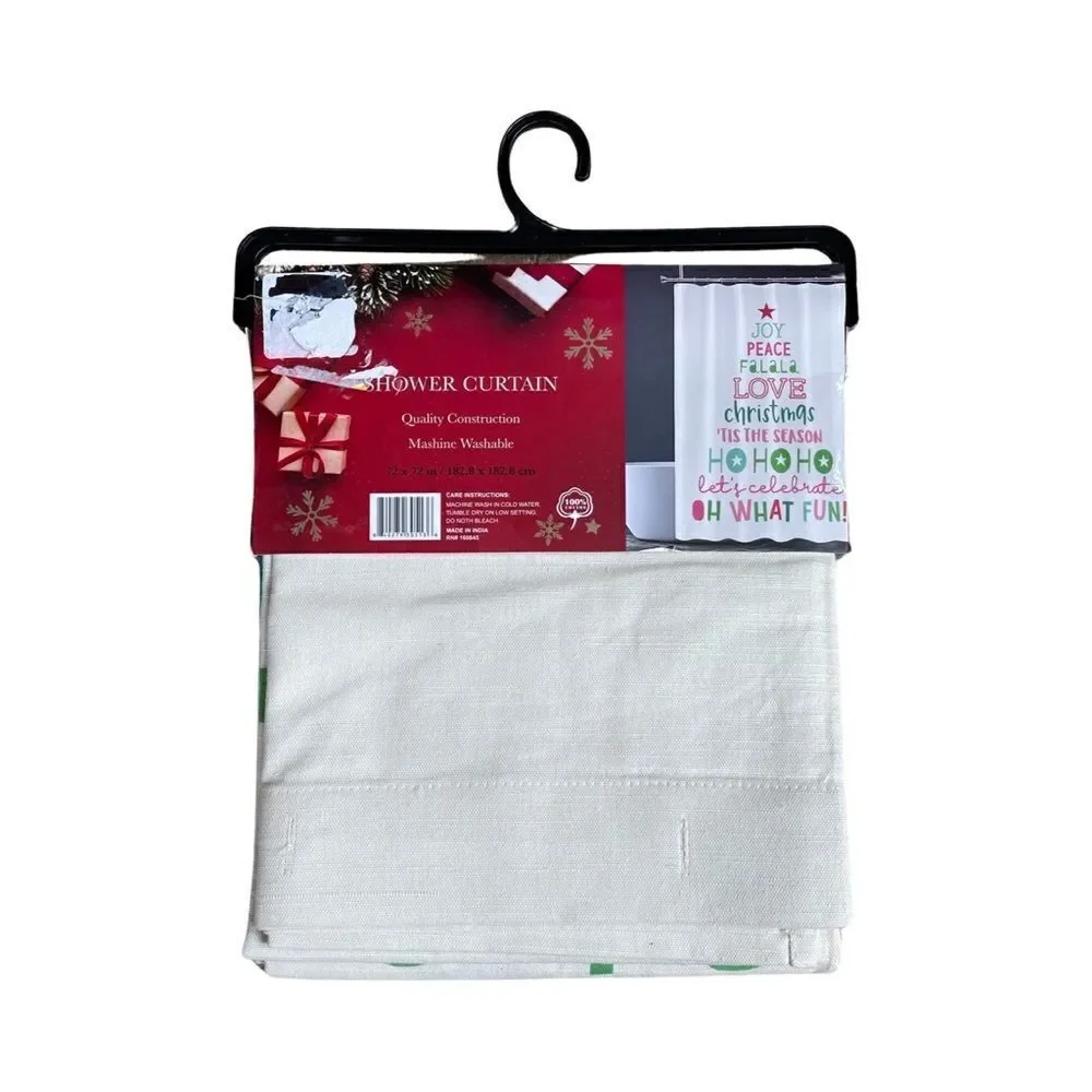 Joy Piece Love Holiday Festive Tree Shower Curtain 72” x 72” NWT